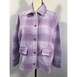 Madewell Purple Lavender Wool Jacket Plaid Shirt Shacket NWT Size S Oversized